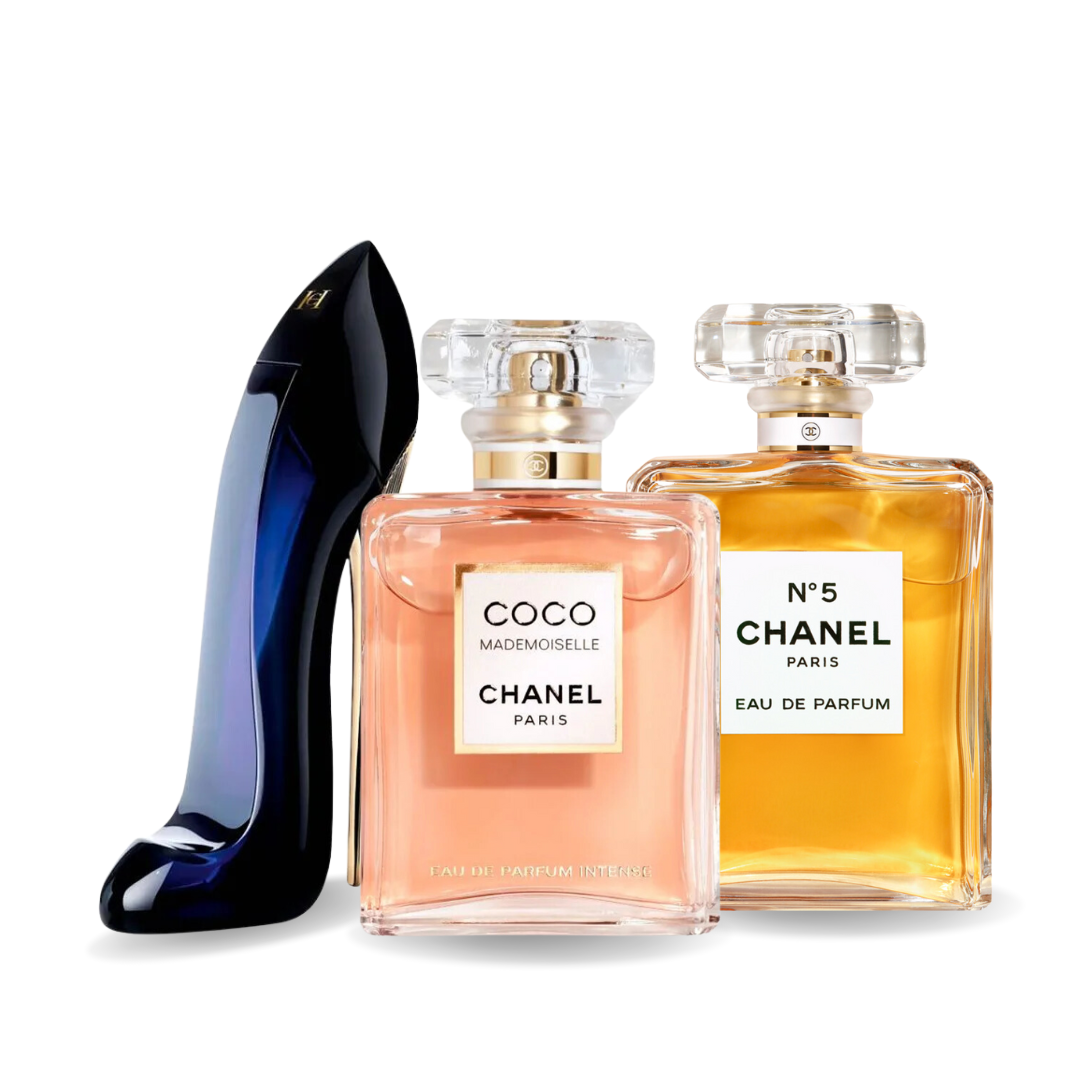 PACK 3 PARFUMES: GOOD GIRL, COCO MADEMOISELLE, CHANEL Nº5 100ML
